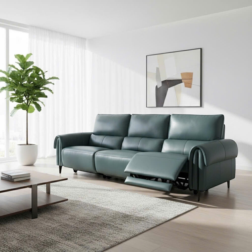 Sofa băng da bò thật chỉnh điện nhập khẩu 11068