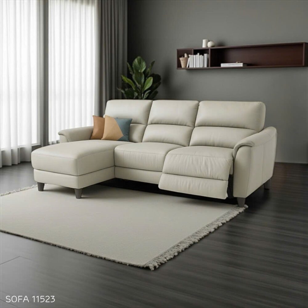Sofa góc da bò thật chỉnh điện nhập khẩu 11523