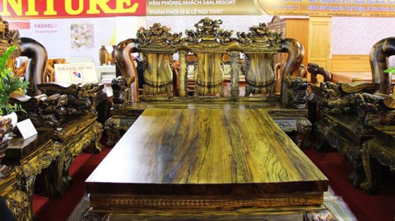 bộ bàn ghế gỗ mun sọc