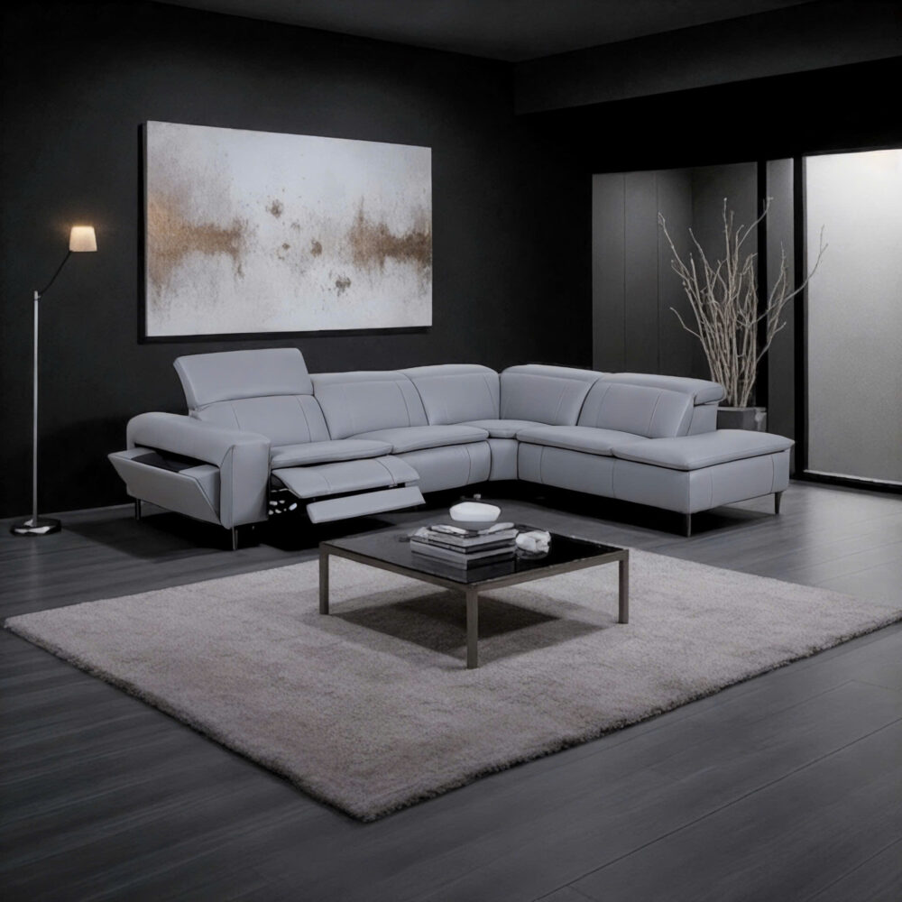 Sofa góc da bò thật chỉnh điện nhập khẩu 51188