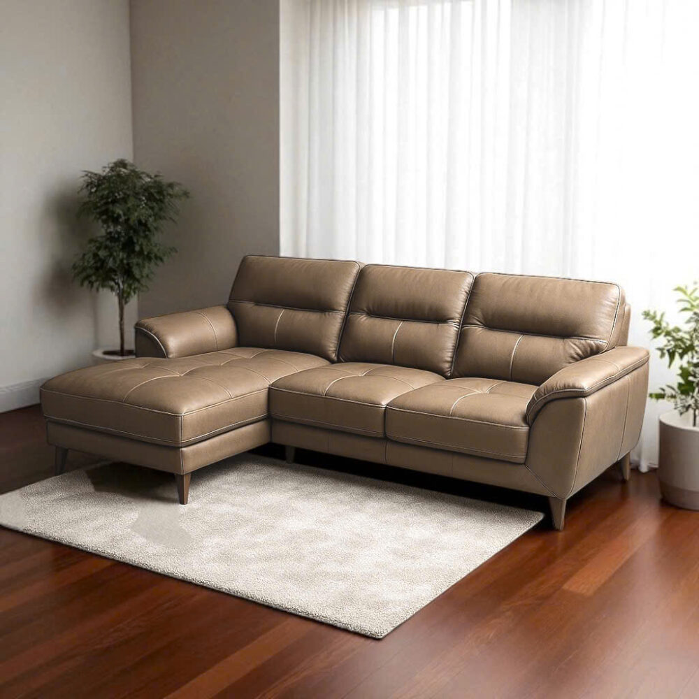 Sofa góc da bò thật nhập khẩu Malaysia 9628