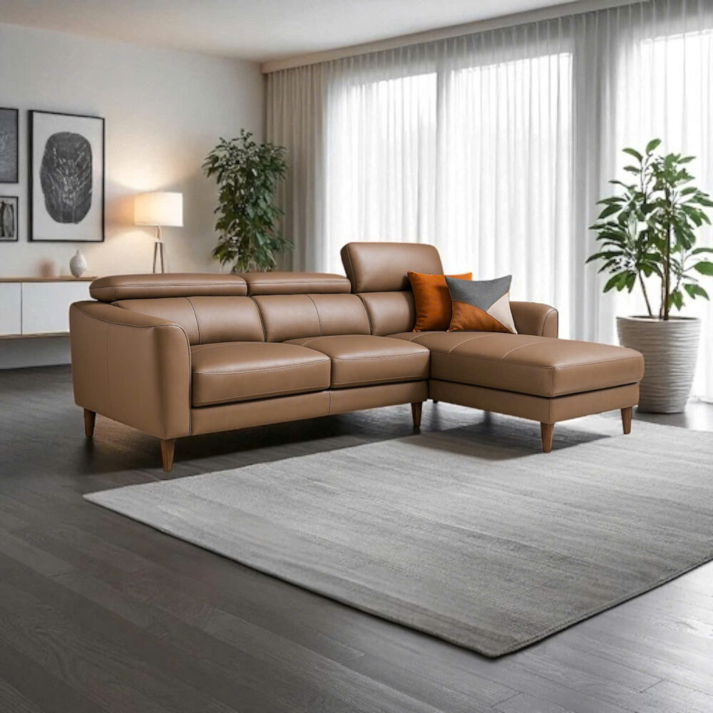 Sofa góc da bò thật nhập khẩu Malaysia 2285