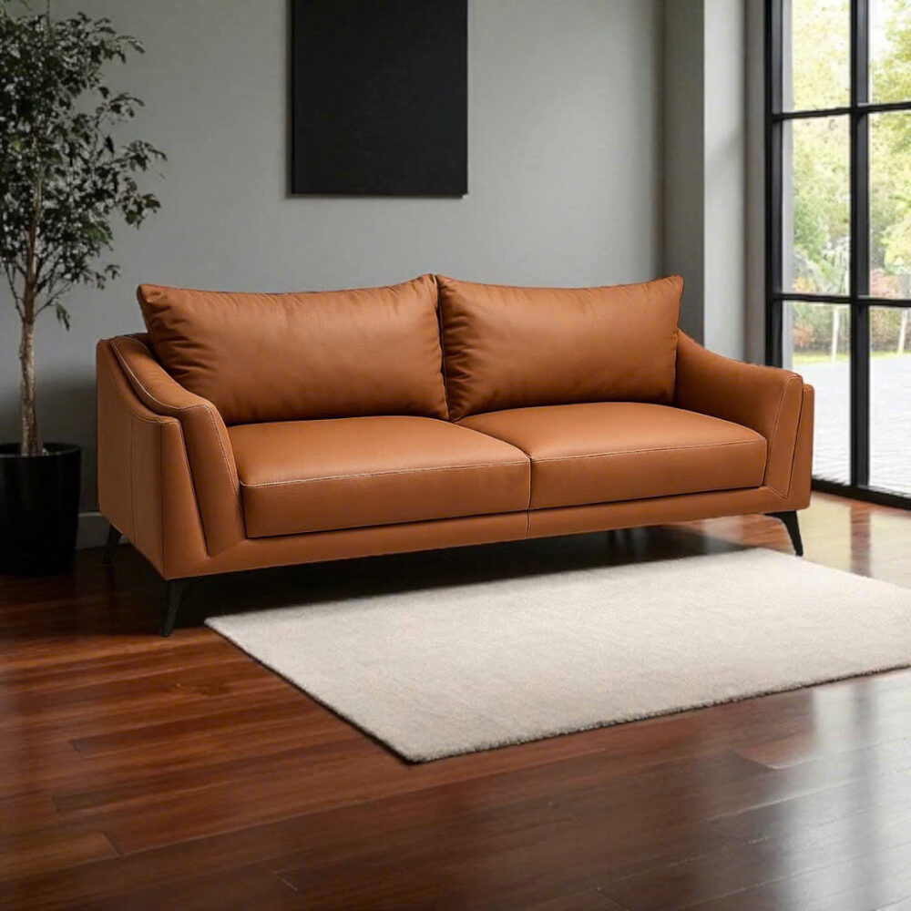 Sofa băng da microfiber XA-04 thiết kế hiện đại màu nâu