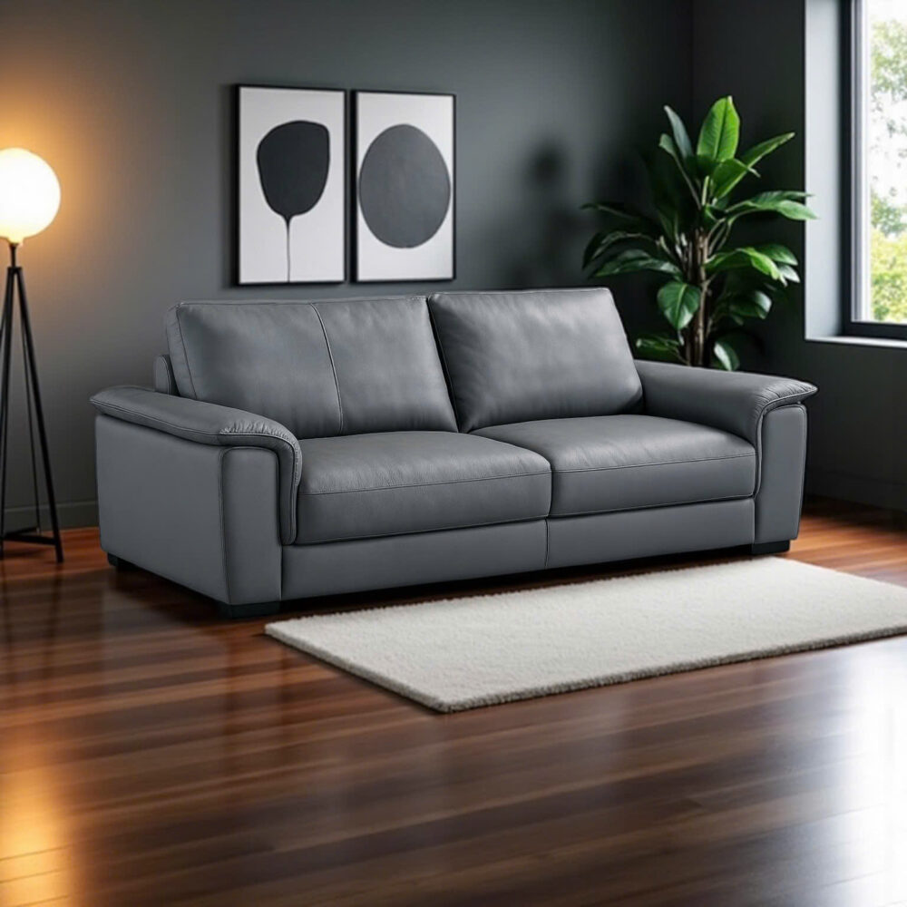 Sofa băng ZM933 chất liệu da bò thật nhập khẩu, thiết kế hiện đại, sang trọng