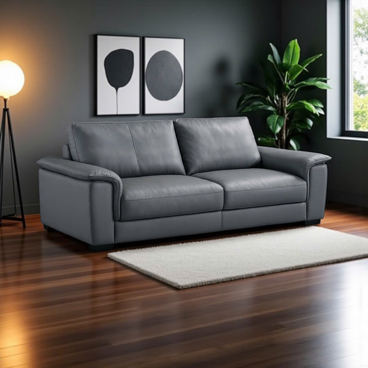 Sofa băng ZM933 chất liệu da bò thật nhập khẩu, thiết kế hiện đại, sang trọng