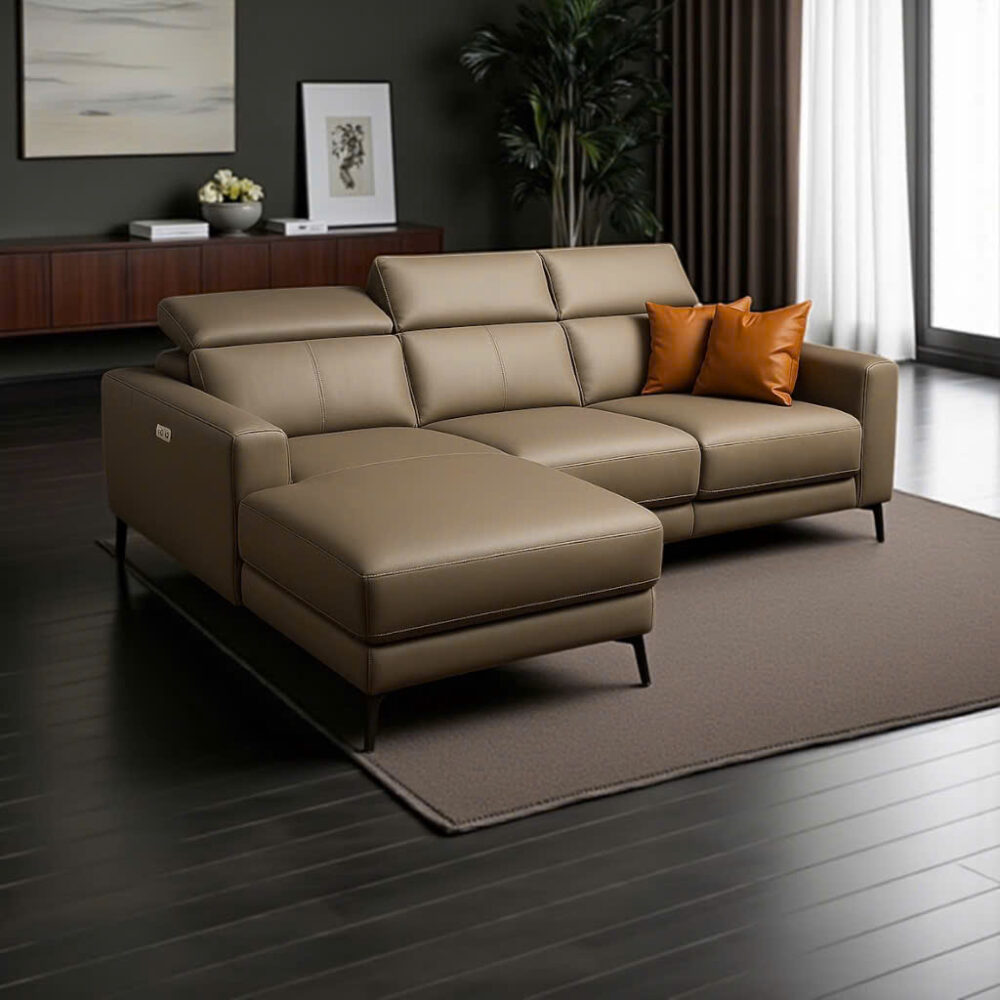 Sofa góc da bò thật chỉnh điện nhập khẩu 8391 (Sao chép)