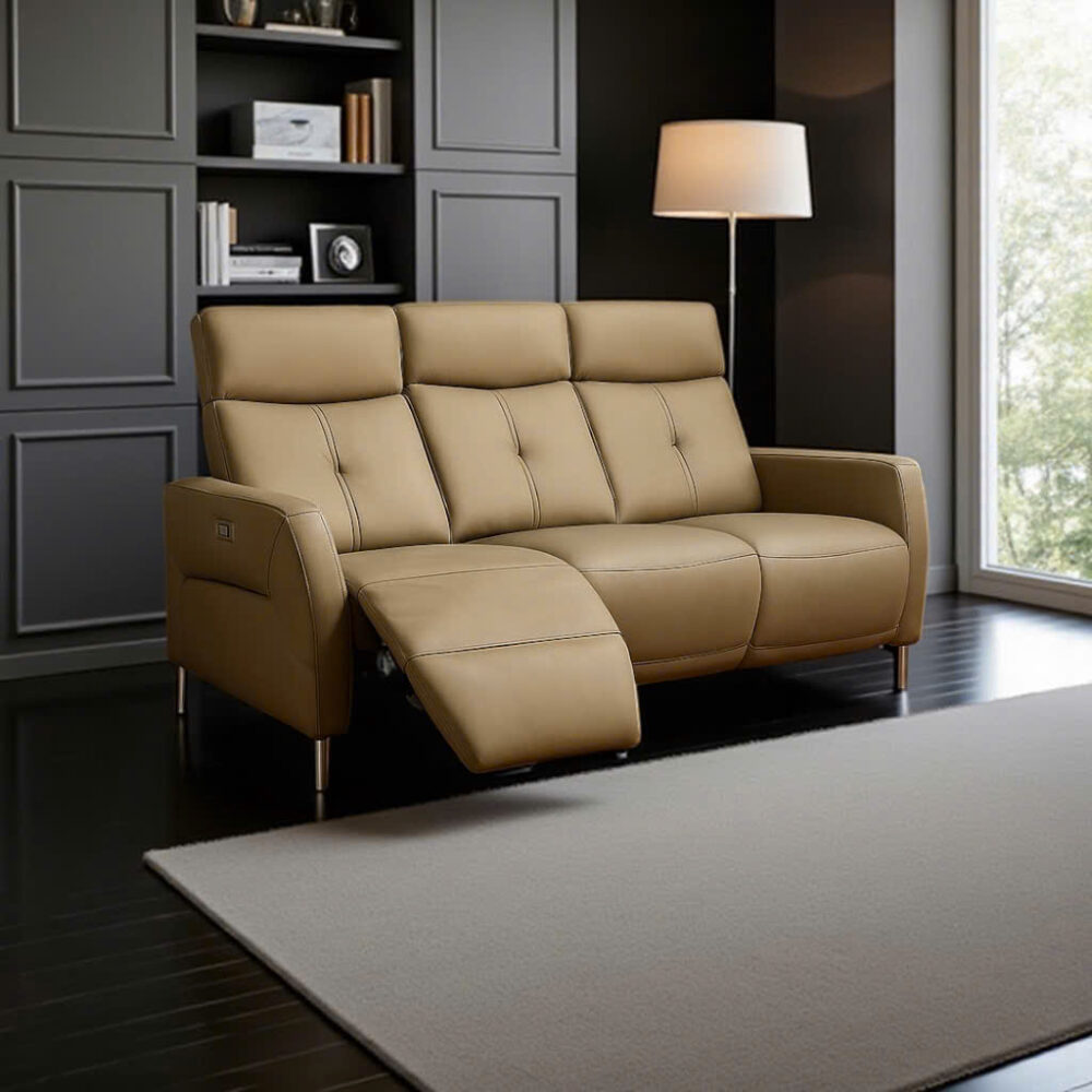 Sofa băng da bò thật chỉnh điện 6619