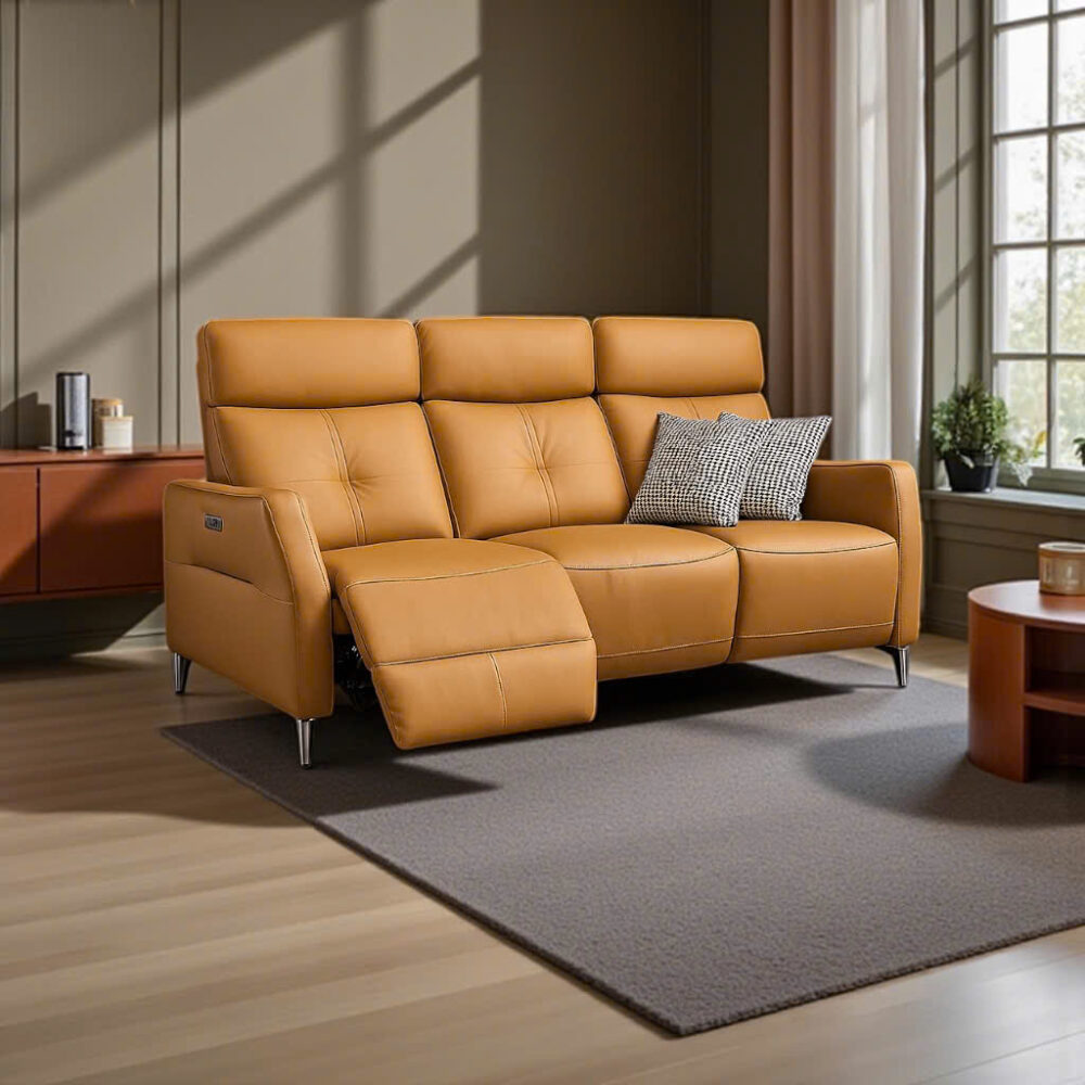 Sofa băng da bò thật chỉnh điện 6619