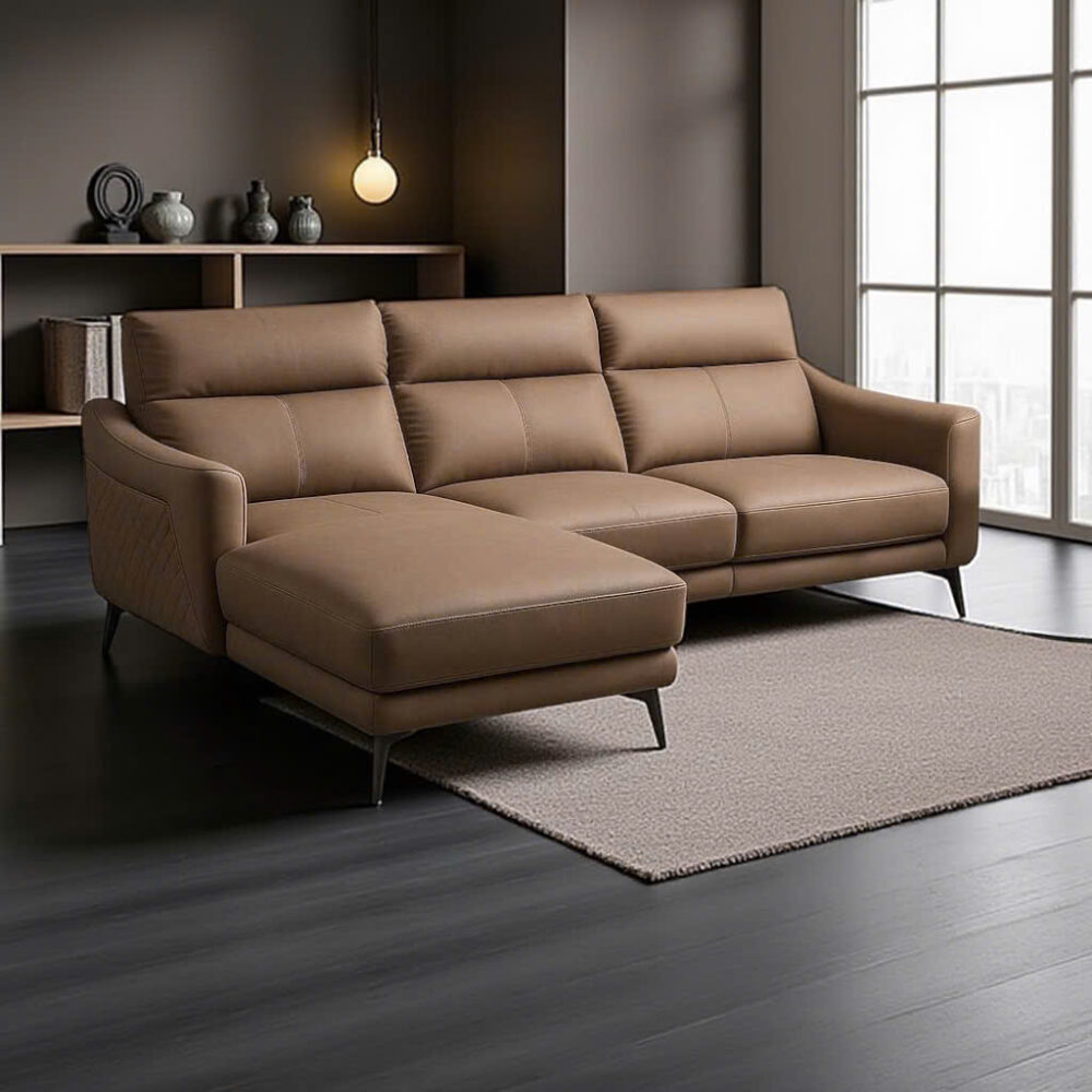 Sofa góc da bò thật nhập khẩu ZM907L