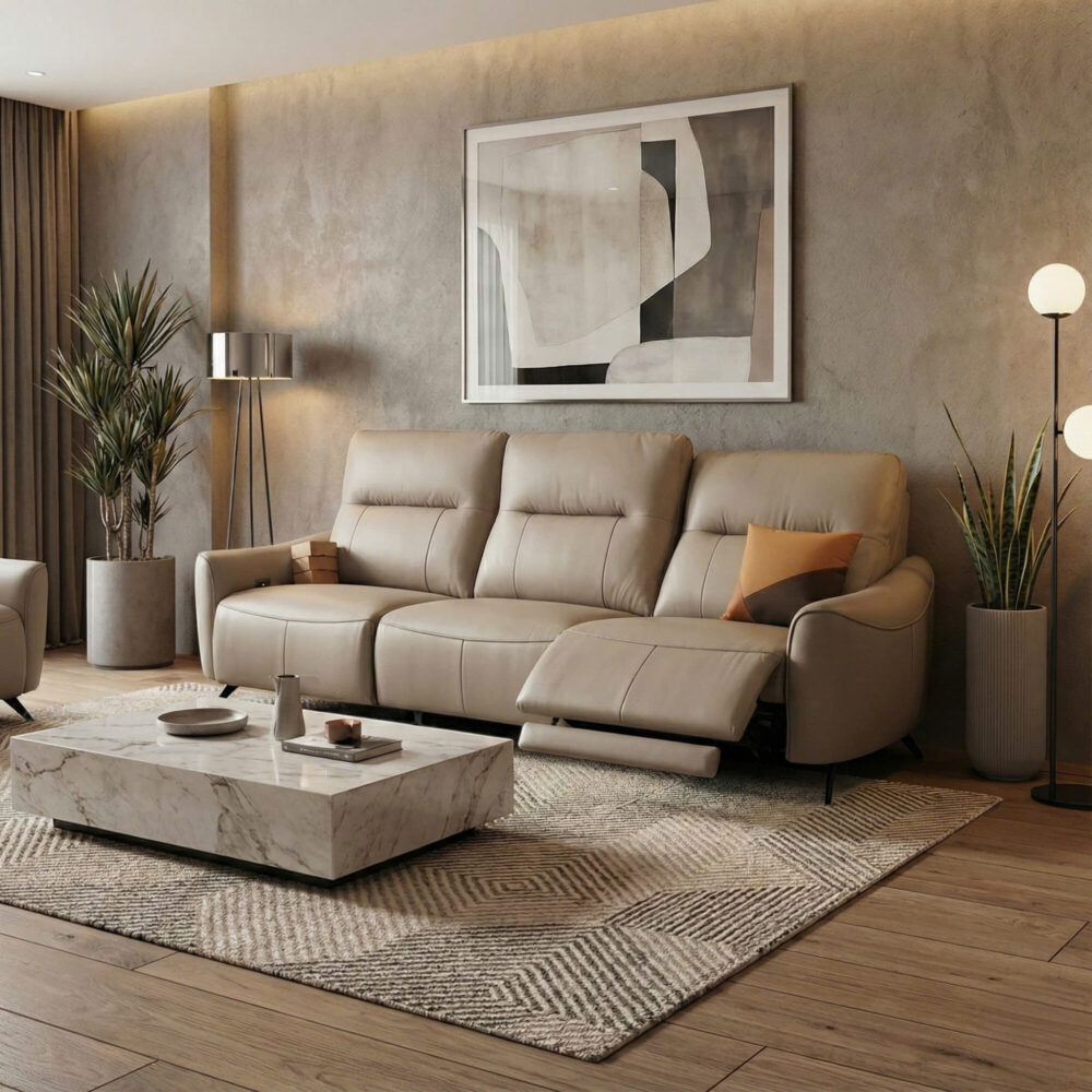 Sofa Da Bò Thư Giãn Chỉnh Điện 55135