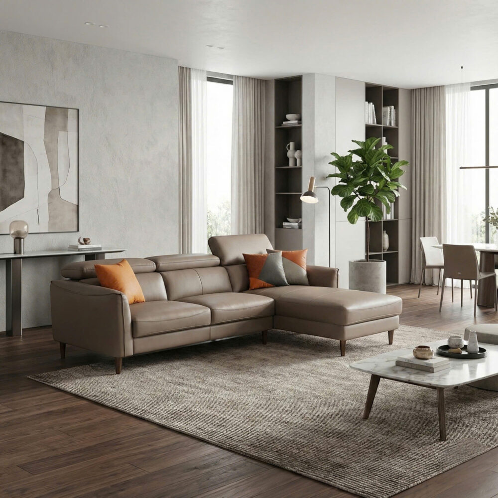 Sofa góc da bò thật nhập khẩu Malaysia 2285